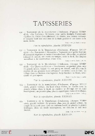 Tapisseries (Nr. 230-234)