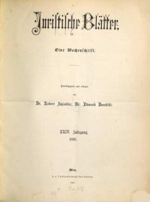 Juristische Blätter. 24. 1895