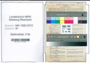 Entnazifizierung Fritz Geldmacher , geb. 26.06.1904 (Postfacharbeiter)