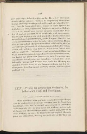 XXXVII. Princip des ästhetischen Contrastes, der ästhetischen Folge und Versöhnung.