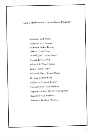 Dem Gedenken unserer verstorbenen Mitglieder