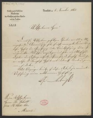 Brief an Franz Schott und B. Schott's Söhne : 05.11.1863