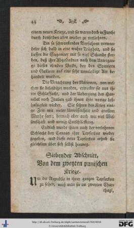 VII. Abschnitt. Von dem zweyten Punischen Kriege.