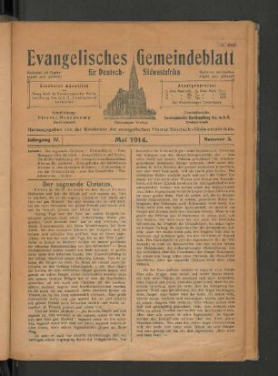 Jahrgang IV. Mai 1914. Nummer 5.