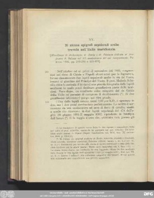 XV. Di alcune epigrafi sepolcrali arabe trovate nell'Italia meridionale.