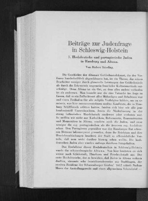 Beiträge zur Judenfrage in Schleswig-Holstein