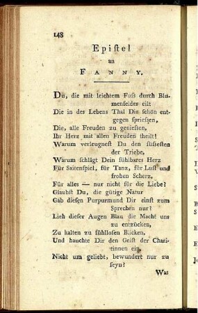 Epistel an Fanny. - An Dieselbe.