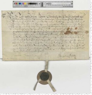 Lehnbrief der von Laffert, besiegelt mit dem Bordtfeldischen Vormundschafts Siegel. Zwei Unterschriften.