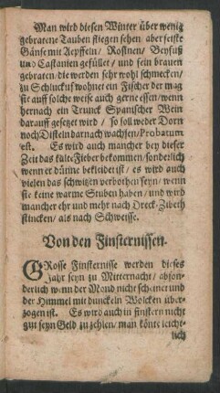 Von den Finsternissen.