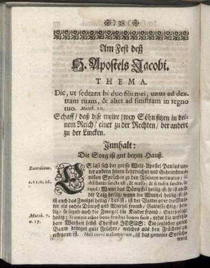 Am Fest deß H. Apostels Jacobi.