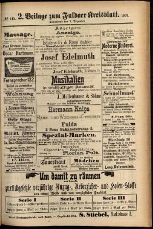 Dritte Ausgabe vom Samstag, den 07. Dezember 1901.
