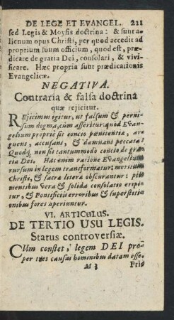 VI. Articulus. De Tertio Usu Legis.