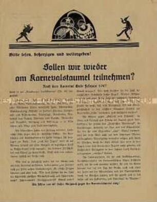 Propagandaschrift mit Polemik gegen den Karneval aus christlicher Sicht