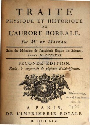 Traité physique et historique de l'aurore boréale