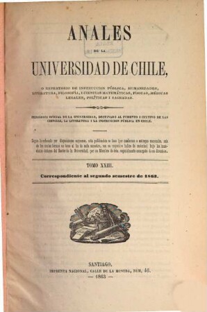 Anales de la Universidad de Chile : memorias científicas y literarias. 23. 1863