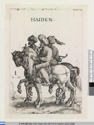 Drei orientalische Reiter mit Pfeil und Bogen