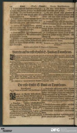 Die erste Epistel S. Pauli an Timotheum.