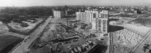 180° Panorama, Blick auf das Baugelände Neubauviertel Springprojekt. Berlin-Kreuzberg, Alexandrinenstraße