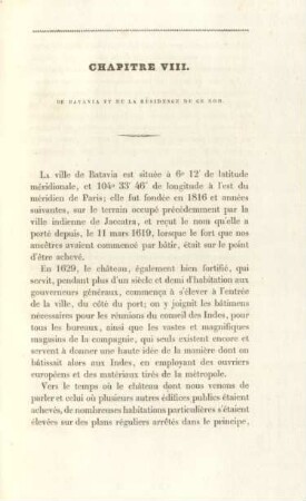 Chapitre VIII. De Batavia et de la résidence de ce nom