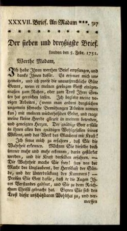Der sieben und dreyßigste Brief
