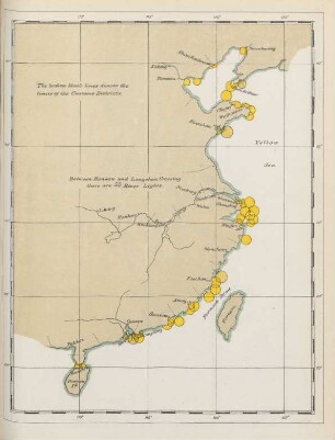 [Chart of China coast, showing position of lights and limits of customs districts]