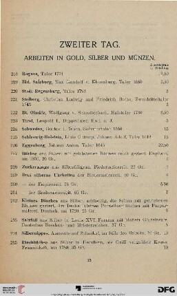 Arbeiten in Gold, Silber und Münzen (Nr. 218-555)