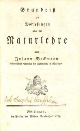 Grundriß zu Vorlesungen über die Naturlehre