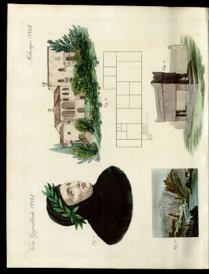 Petrarca. - Wohnung desselben in Arqua. - Grabmal desselben. Nebst einer Ansicht von Vaucluse.