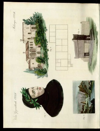 Petrarca. - Wohnung desselben in Arqua. - Grabmal desselben. Nebst einer Ansicht von Vaucluse.