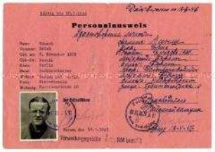 Provisorischer Personalausweis von Erich Wünsch (deutsch und russisch)