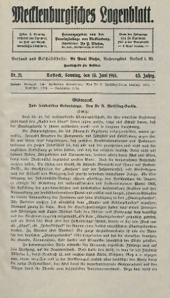 Nr. 21. Rostock, Sonntag, den 13. Juni 1915.