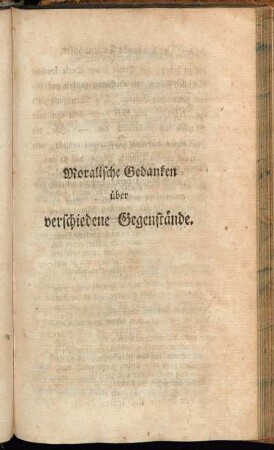 Moralische Gedanken über verschiedene Gegenstände.