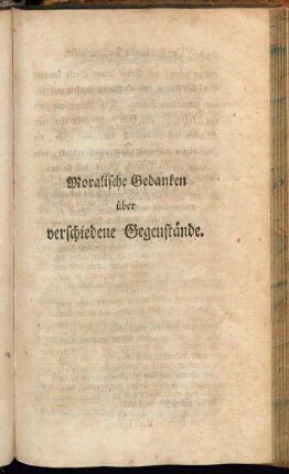 Moralische Gedanken über verschiedene Gegenstände.