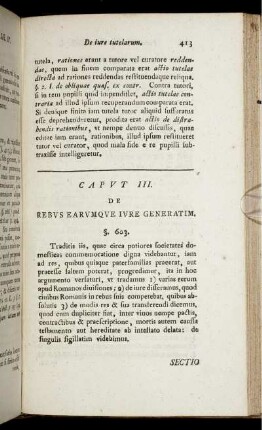 Caput III. De rebus earumque iure generatim.