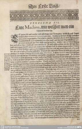 Problema XII. Eine Machina, mit welcher man ein Uhrwerk treiben kan.