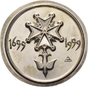 Medaille von Victor Huster auf die Strumpfwirkerei in Leckringhausen und auf das 300-jährige Hugenotten-Jubiläum