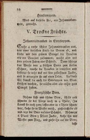 V. Trockne Früchte.