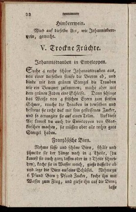 V. Trockne Früchte.