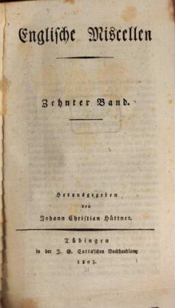 Englische Miscellen. 10. 1803