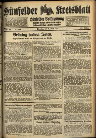 Zweite Ausgabe vom Dienstag, den 10. Mai 1932.
