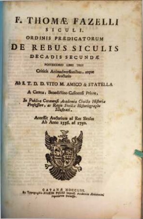 De rebus Siculis : Criticis animadversionibus atque anetario, Decas 2.
