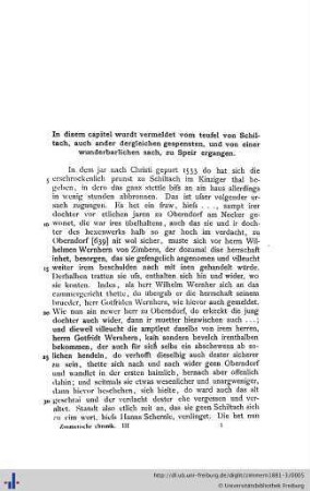 In disem capitel wurdt vermeldet vom teufel von Schiltach ... und von einer wunderbarlichen sach, zu Speir ergangen.