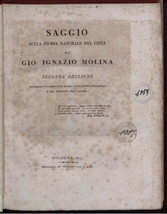 Saggio Sulla Storia Naturale Del Chili
