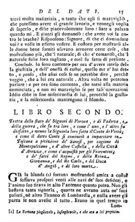 Libro Secondo. Tratta dello stato de' Signori di Verona, e di Padova, e della guerra [...]