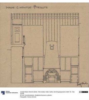 Berlin, Villa Kuntze, Halle, Aufriss der Eingangswand