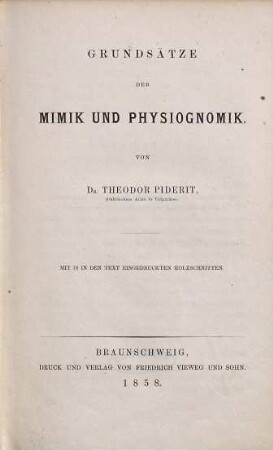 Grundsätze der Mimik und Physiognomik : mit 78 in den Text eingedruckten Holzschnitten
