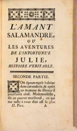 L' Amant Salamandre, Ou Les Aventures De L'Infortunée Julie : Histoire Veritable, 2
