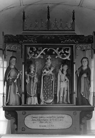 Altar : Altar. Holz, geschnitzt (1465). Geratsried, Marienkapelle