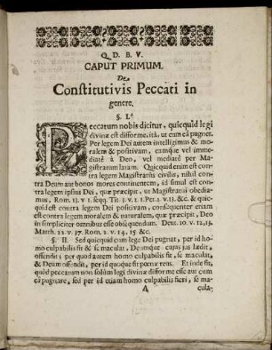 Caput Primum. De Constitutius Peccati in genere.