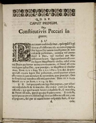 Caput Primum. De Constitutius Peccati in genere.